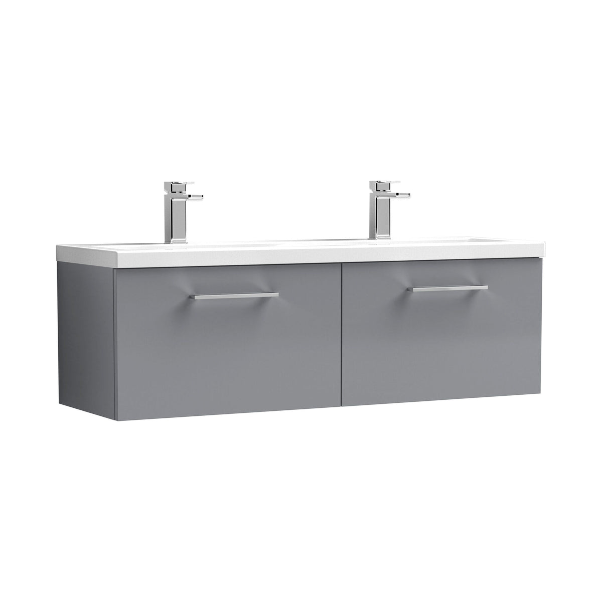 Nuie Arno 1200mm 2 Drawer Wall Hung Twin Vanity Unit With Basin, photo 4