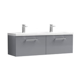 Nuie Arno 1200mm 2 Drawer Wall Hung Twin Vanity Unit With Basin, photo 4