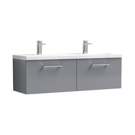 Nuie Arno 1200mm 2 Drawer Wall Hung Twin Vanity Unit With Basin, photo 4