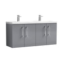 Nuie Arno 1200mm 4 Door Wall Hung Twin Vanity Unit With Basin, photo 4