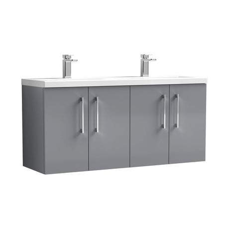 Nuie Arno 1200mm 4 Door Wall Hung Twin Vanity Unit With Basin, photo 4
