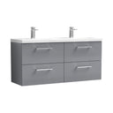 Nuie Arno 1200mm 4 Drawer Wall Hung Twin Vanity Unit With Basin, photo 4
