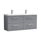 Nuie Arno 1200mm 4 Drawer Wall Hung Twin Vanity Unit With Basin, photo 4