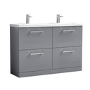 Nuie Arno 1200mm 4 Drawer Floor Standing Twin Vanity Unit With Basin, photo 4