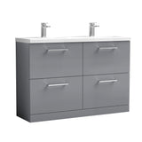 Nuie Arno 1200mm 4 Drawer Floor Standing Twin Vanity Unit With Basin, photo 4