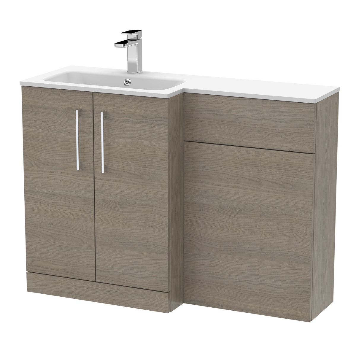 Nuie Arno 1100mm 2 Door Floor Standing Combination Vanity & WC Unit With L-Shaped Basin, photo 5