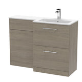 Nuie Arno 1100mm 2 Drawer Floor Standing Combination Vanity & WC Unit With L-Shaped Basin, photo 13