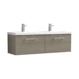 Nuie Arno 1200mm 2 Drawer Wall Hung Twin Vanity Unit With Basin, photo 5