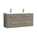 Nuie Arno 1200mm 4 Drawer Wall Hung Twin Vanity Unit With Basin, photo 5