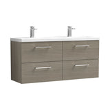 Nuie Arno 1200mm 4 Drawer Wall Hung Twin Vanity Unit With Basin, photo 5