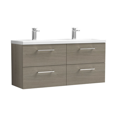 Nuie Arno 1200mm 4 Drawer Wall Hung Twin Vanity Unit With Basin, photo 5