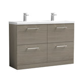 Nuie Arno 1200mm 4 Drawer Floor Standing Twin Vanity Unit With Basin, photo 5
