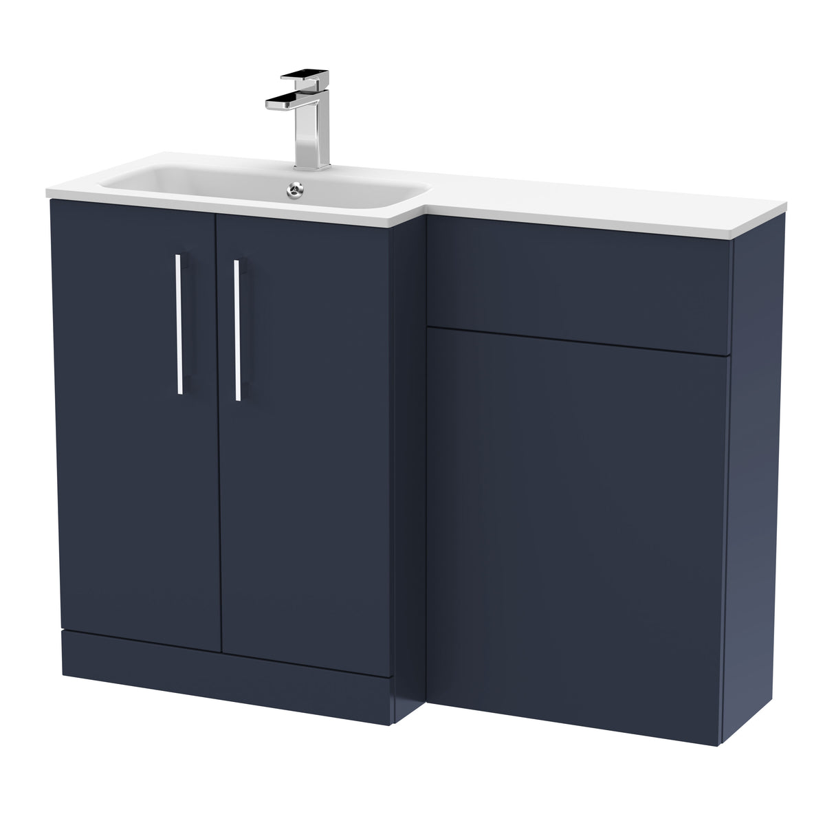 Nuie Arno 1100mm 2 Door Floor Standing Combination Vanity & WC Unit With L-Shaped Basin, photo 6
