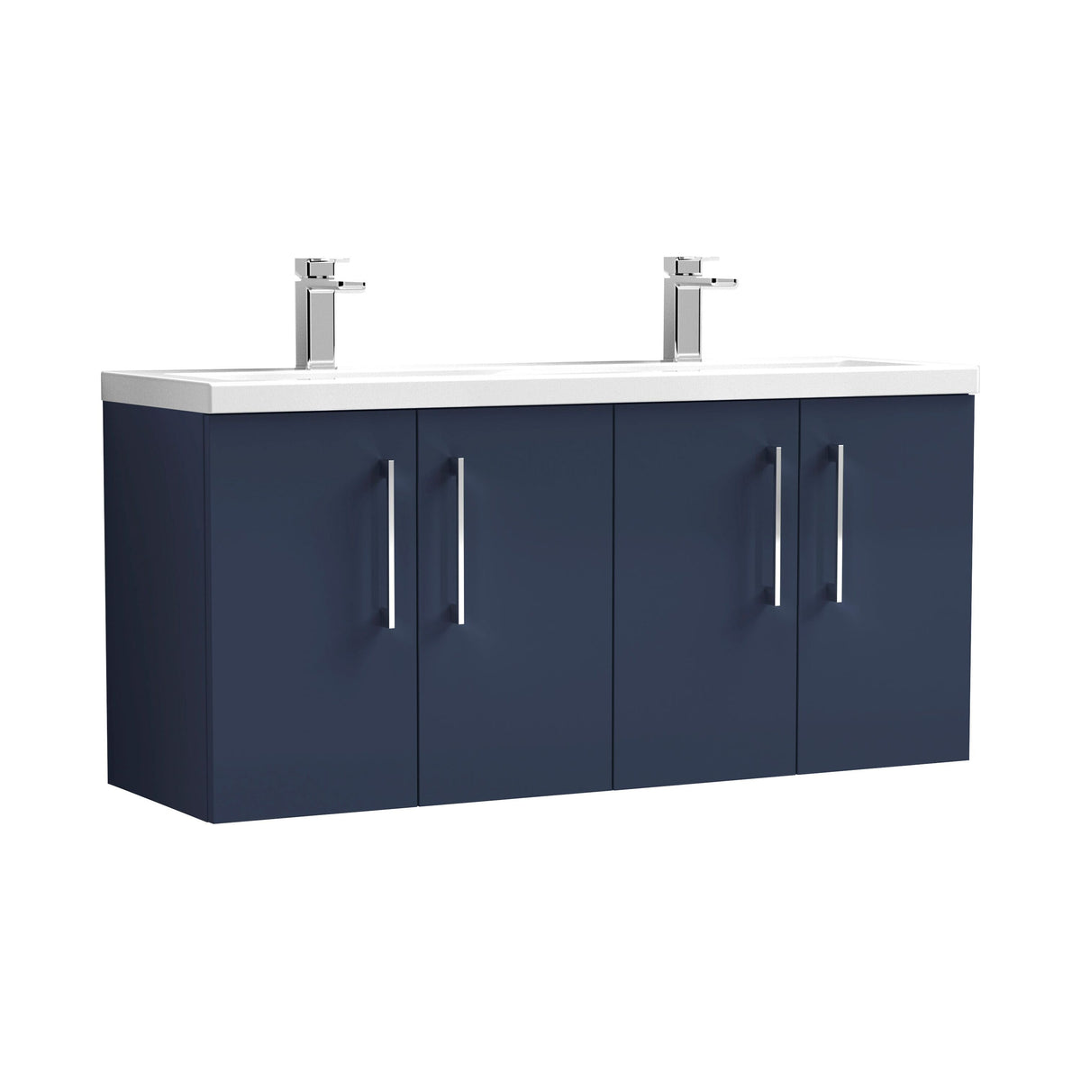 Nuie Arno 1200mm 4 Door Wall Hung Twin Vanity Unit With Basin, photo 6
