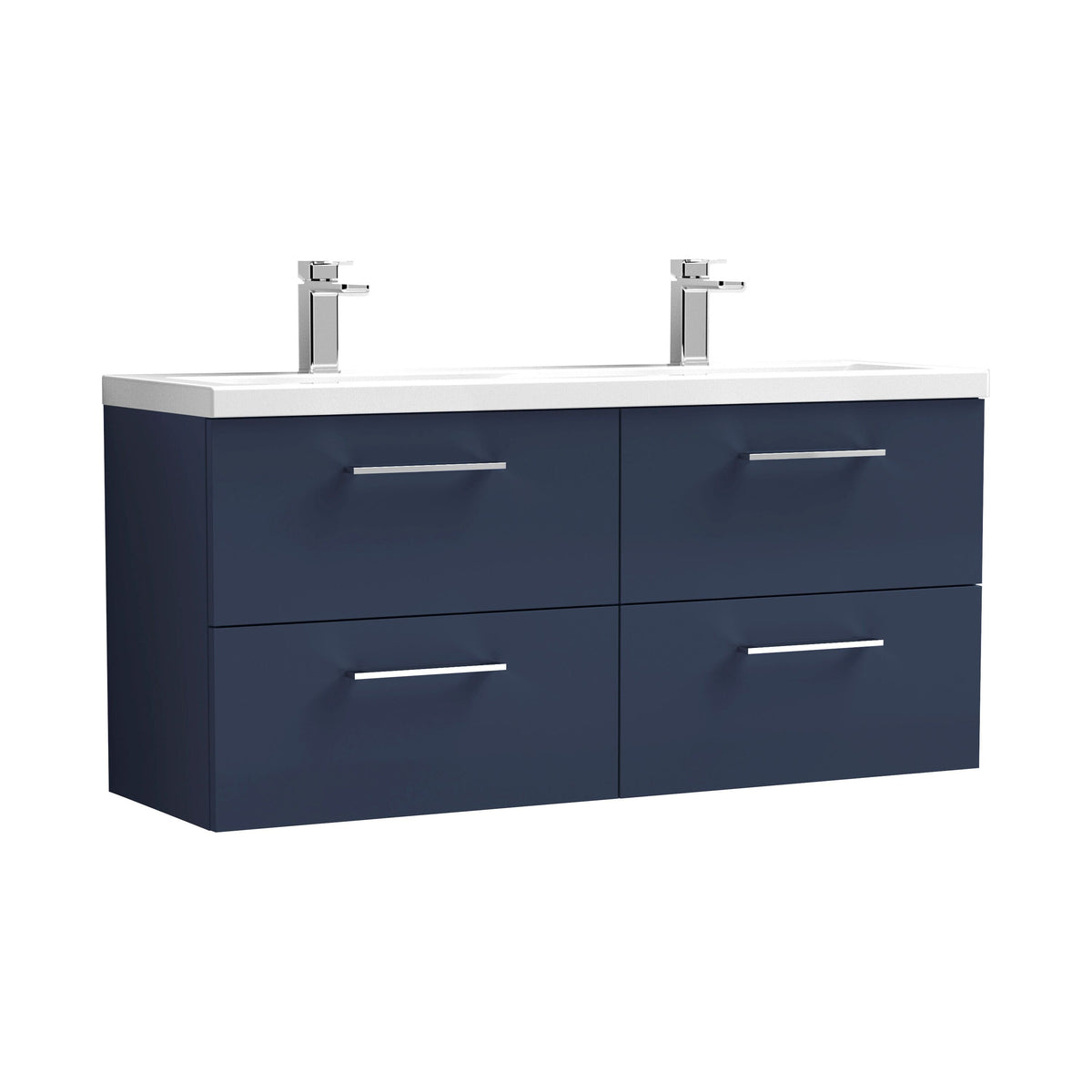 Nuie Arno 1200mm 4 Drawer Wall Hung Twin Vanity Unit With Basin, photo 6