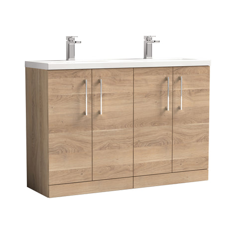 Nuie Arno 1200mm 4 Door Floor Standing Twin Vanity Unit With Basin, photo 7