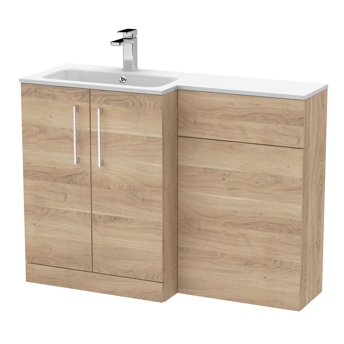 Nuie Arno 1100mm 2 Door Floor Standing Combination Vanity & WC Unit With L-Shaped Basin, photo 7