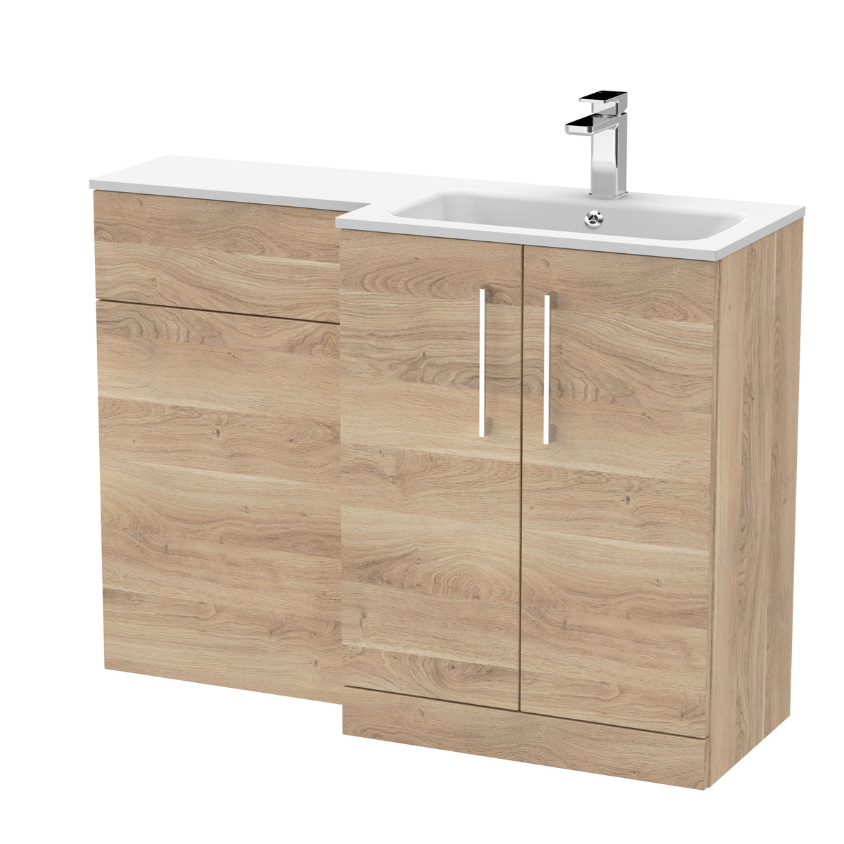 Nuie Arno 1100mm 2 Door Floor Standing Combination Vanity & WC Unit With L-Shaped Basin, photo 16