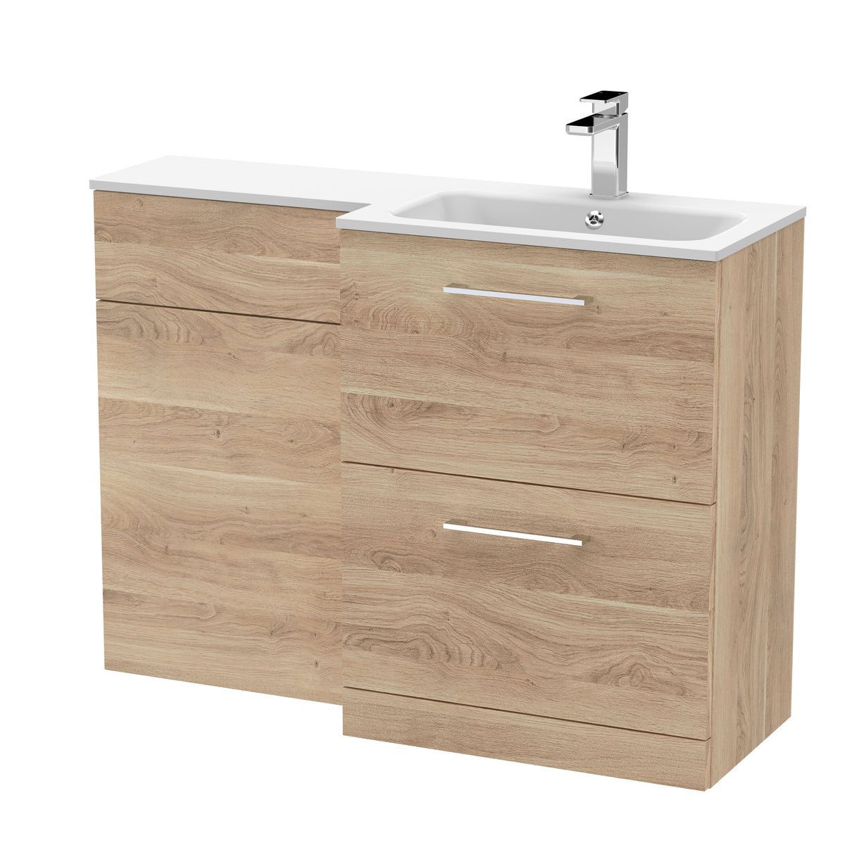 Nuie Arno 1100mm 2 Drawer Floor Standing Combination Vanity & WC Unit With L-Shaped Basin, photo 15