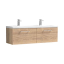 Nuie Arno 1200mm 2 Drawer Wall Hung Twin Vanity Unit With Basin, photo 7