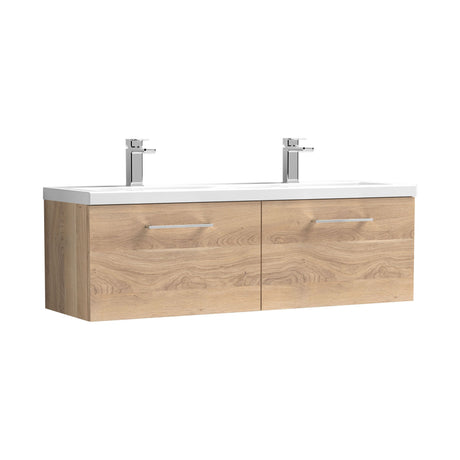 Nuie Arno 1200mm 2 Drawer Wall Hung Twin Vanity Unit With Basin, photo 7