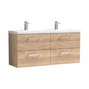 Nuie Arno 1200mm 4 Drawer Wall Hung Twin Vanity Unit With Basin, photo 7