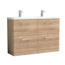 Nuie Arno 1200mm 4 Drawer Floor Standing Twin Vanity Unit With Basin, photo 7
