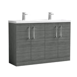 Nuie Arno 1200mm 4 Door Floor Standing Twin Vanity Unit With Basin, photo 8