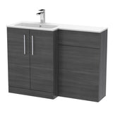 Nuie Arno 1100mm 2 Door Floor Standing Combination Vanity & WC Unit With L-Shaped Basin, photo 8