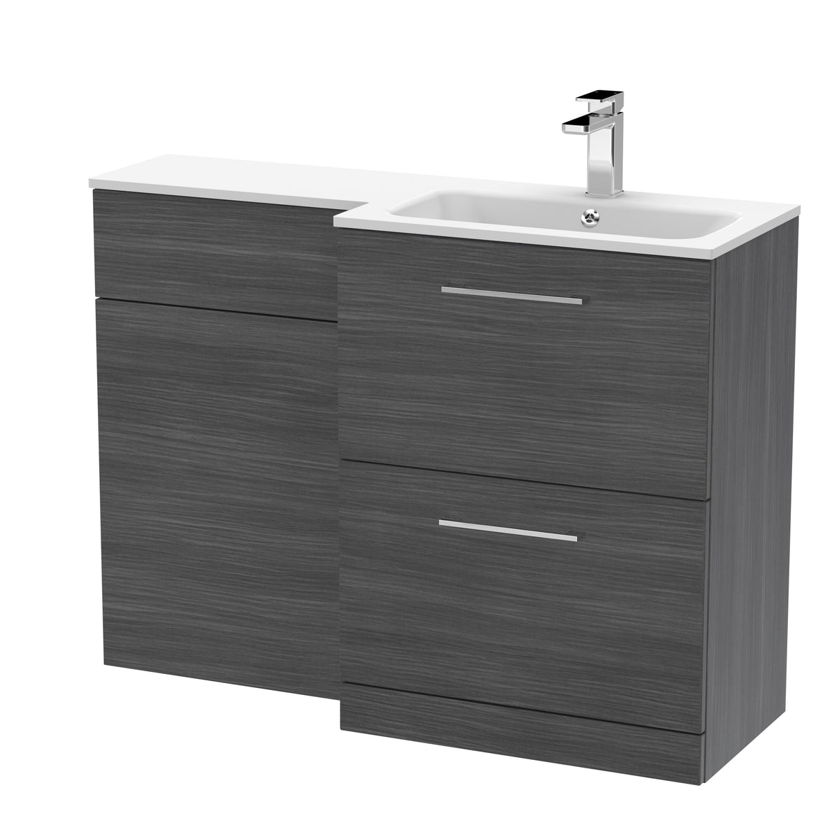 Nuie Arno 1100mm 2 Drawer Floor Standing Combination Vanity & WC Unit With L-Shaped Basin, photo 16