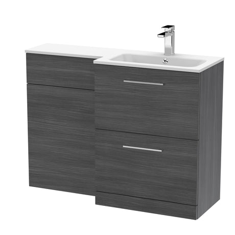 Nuie Arno 1100mm 2 Drawer Floor Standing Combination Vanity & WC Unit With L-Shaped Basin, photo 16