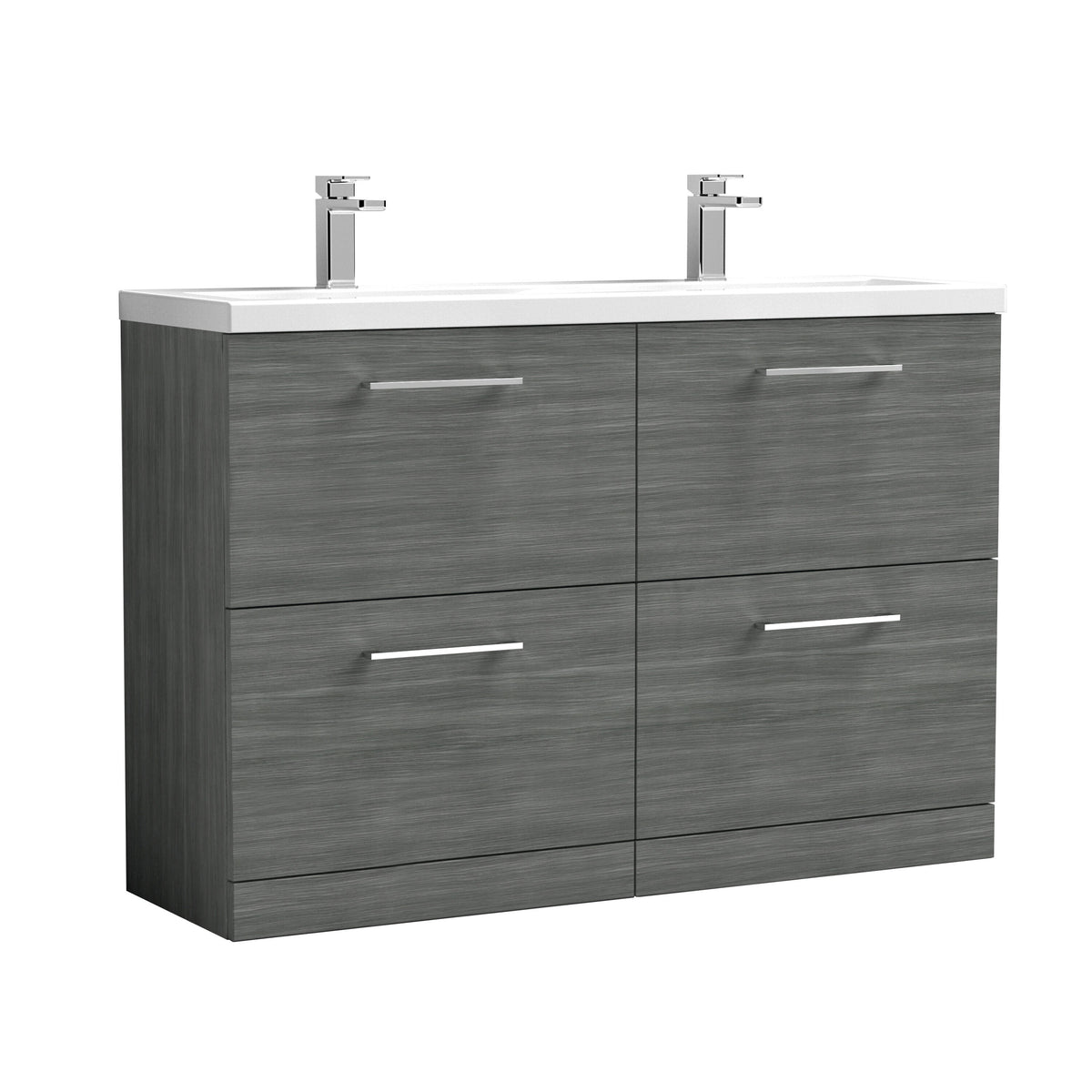 Nuie Arno 1200mm 4 Drawer Floor Standing Twin Vanity Unit With Basin, photo 8