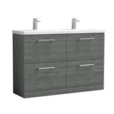 Nuie Arno 1200mm 4 Drawer Floor Standing Twin Vanity Unit With Basin, photo 8