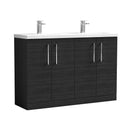 Nuie Arno 1200mm 4 Door Floor Standing Twin Vanity Unit With Basin, photo 9