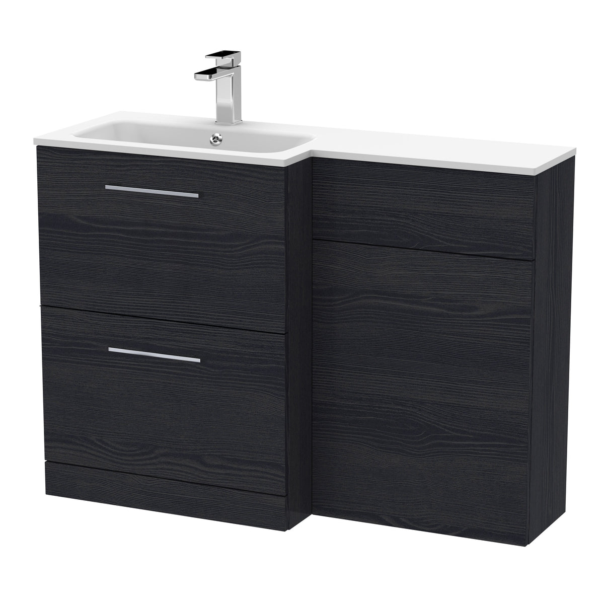 Nuie Arno 1100mm 2 Drawer Floor Standing Combination Vanity & WC Unit With L-Shaped Basin, photo 8