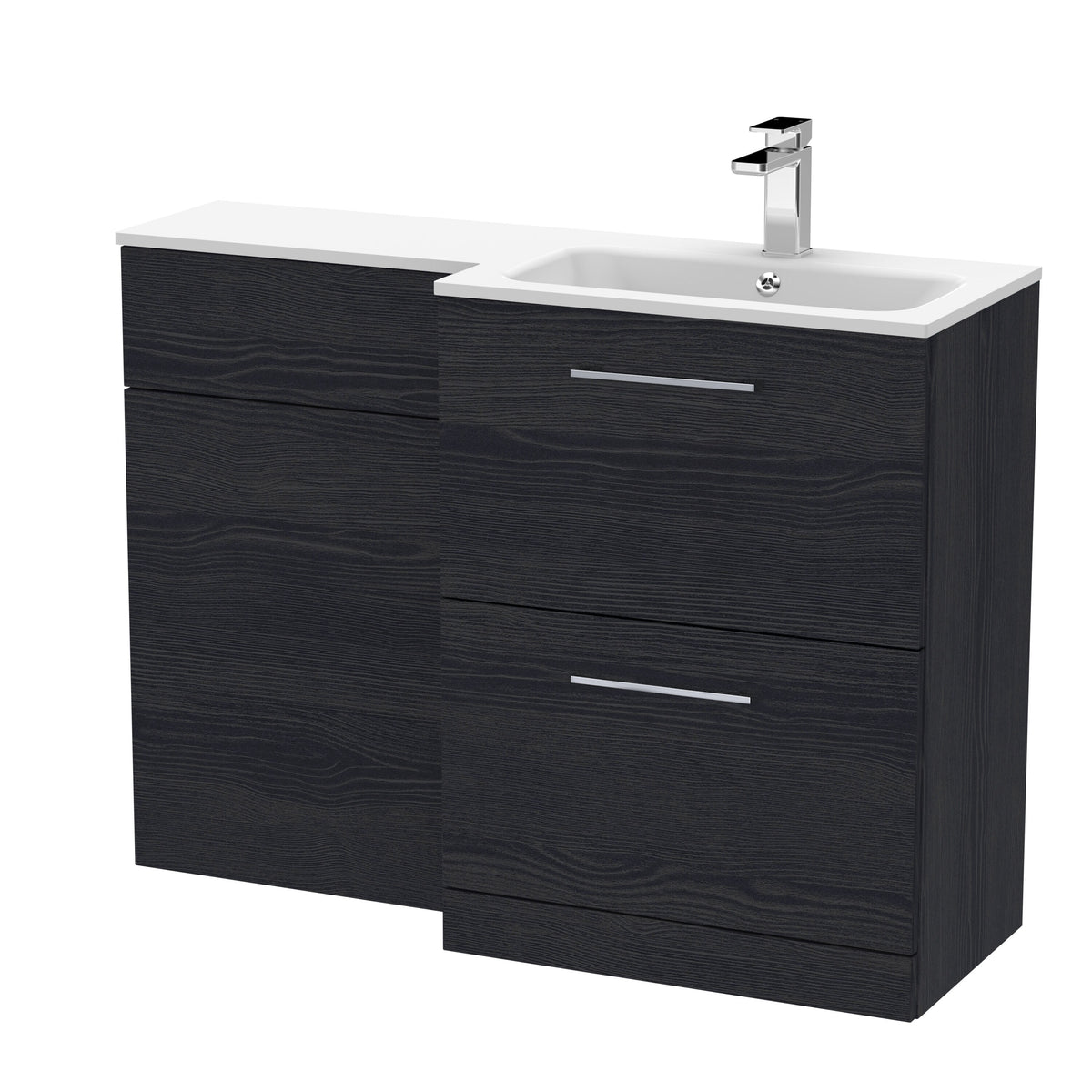 Nuie Arno 1100mm 2 Drawer Floor Standing Combination Vanity & WC Unit With L-Shaped Basin, photo 17