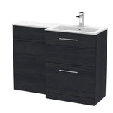 Nuie Arno 1100mm 2 Drawer Floor Standing Combination Vanity & WC Unit With L-Shaped Basin, photo 17