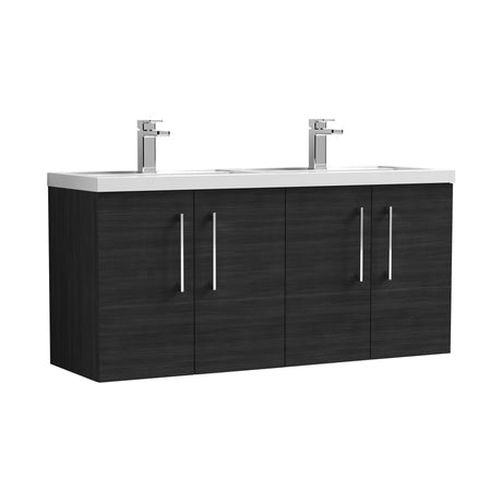 Nuie Arno 1200mm 4 Door Wall Hung Twin Vanity Unit With Basin, photo 9