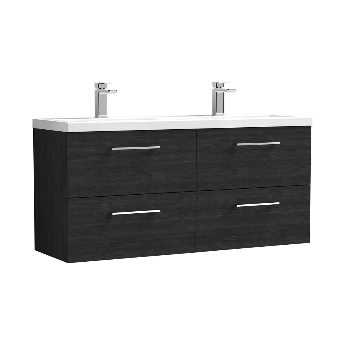 Nuie Arno 1200mm 4 Drawer Wall Hung Twin Vanity Unit With Basin, photo 9