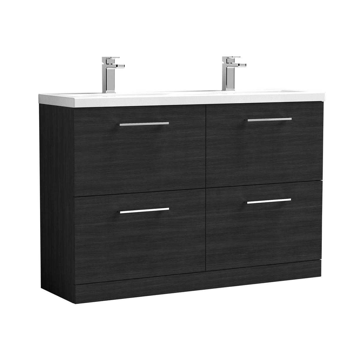 Nuie Arno 1200mm 4 Drawer Floor Standing Twin Vanity Unit With Basin, photo 9