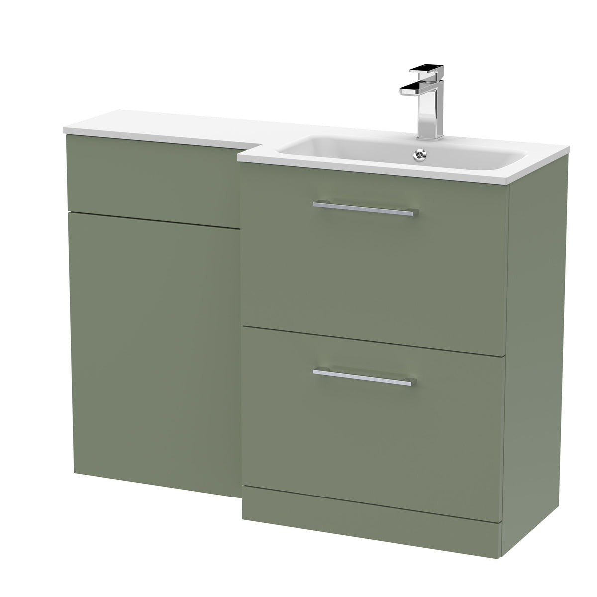 Nuie Arno 1100mm 2 Drawer Floor Standing Combination Vanity & WC Unit With L-Shaped Basin, photo 18