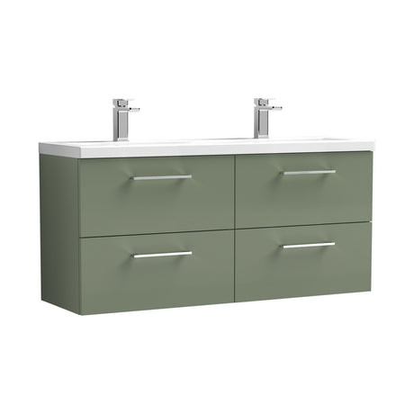 Nuie Arno 1200mm 4 Drawer Wall Hung Twin Vanity Unit With Basin, photo 10