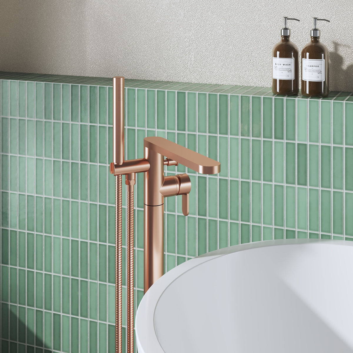 Nuie Arvan Bath Shower Mixer With Kit – Brushed Bronze, photo 4