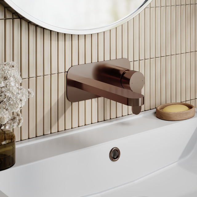 Nuie Arvan Tap Hole Basin Mixer With Plate – Brushed Bronze