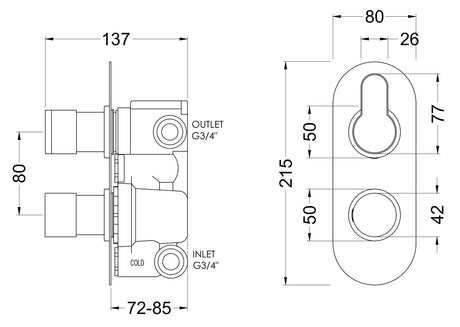Nuie Arvan Twin Thermostatic Shower Valve With Diverter, photo 7