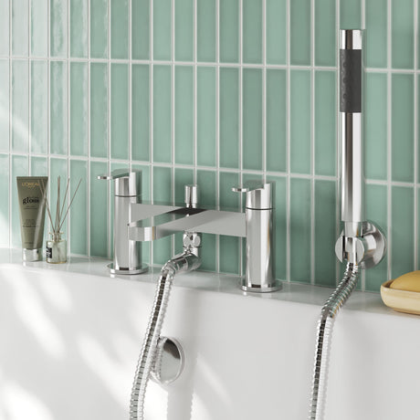 Nuie Arvan Deck Mounted Bath Shower Mixer With Kit – Chrome
