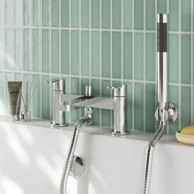 Nuie Arvan Deck Mounted Bath Shower Mixer With Kit – Chrome