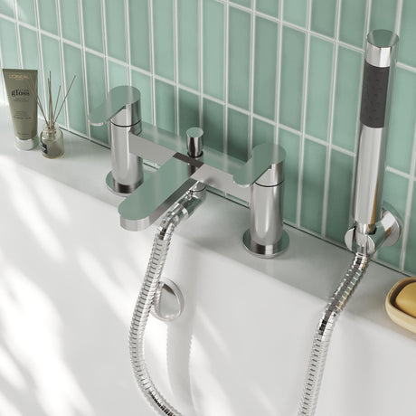 Nuie Arvan Deck Mounted Bath Shower Mixer With Kit – Chrome, photo 4