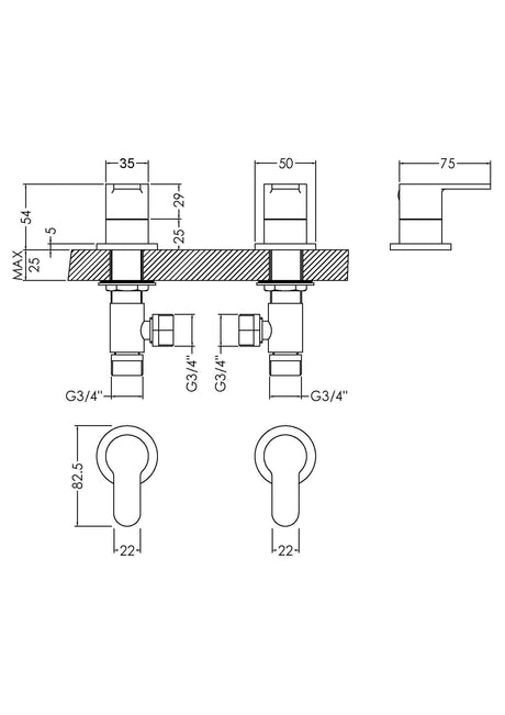 Nuie Arvan 3/4" Side Valves – Chrome, photo 3