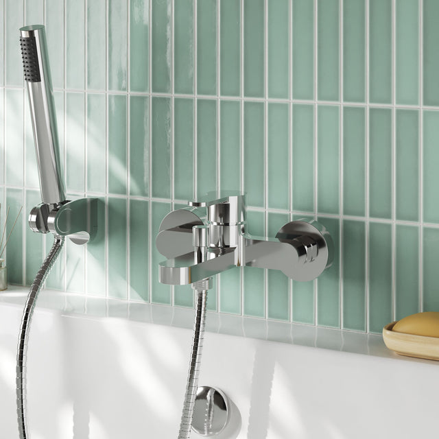 Nuie Arvan Wall Mounted Bath Shower Mixer With Kit – Chrome